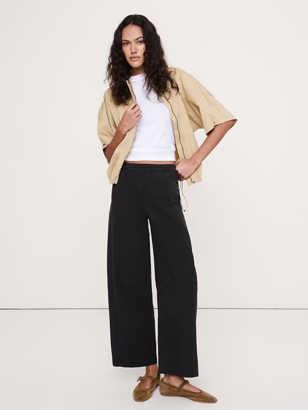 NEW! Banana Republic Black Mid Rise Relaxed Painter Pull-On Pant - #893911🩷